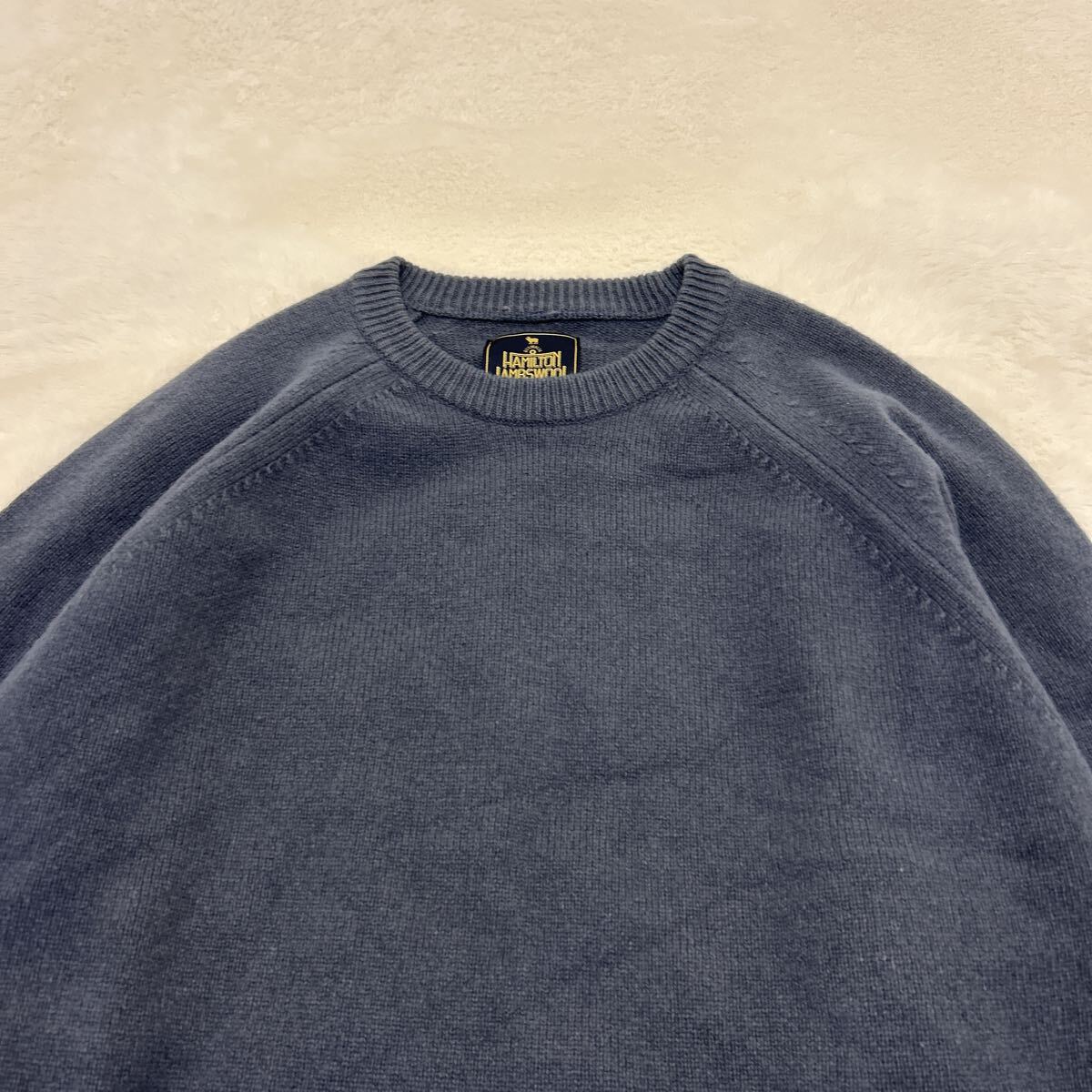 URBAN RESEARCH DOORS アーバンリサーチドアーズ Hamilton Lambwool ニット セーター ウール混 ブルー 40_画像2
