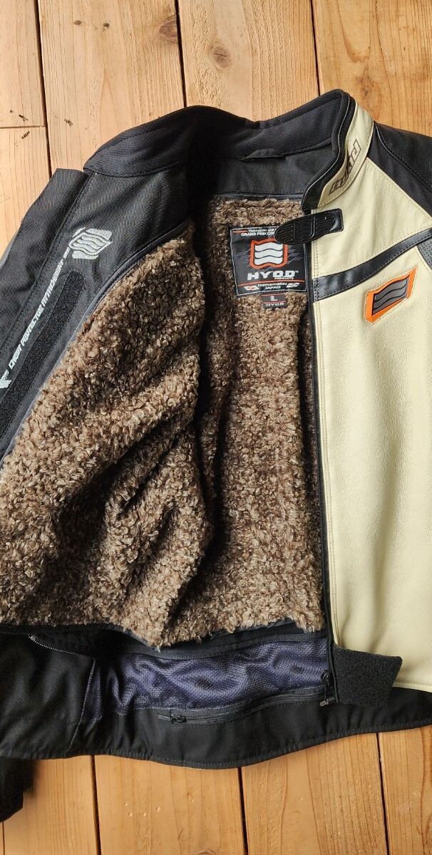 HYOD レザージャケット ヒョウドウ ブラック ホワイト D3O Lサイズ_画像3