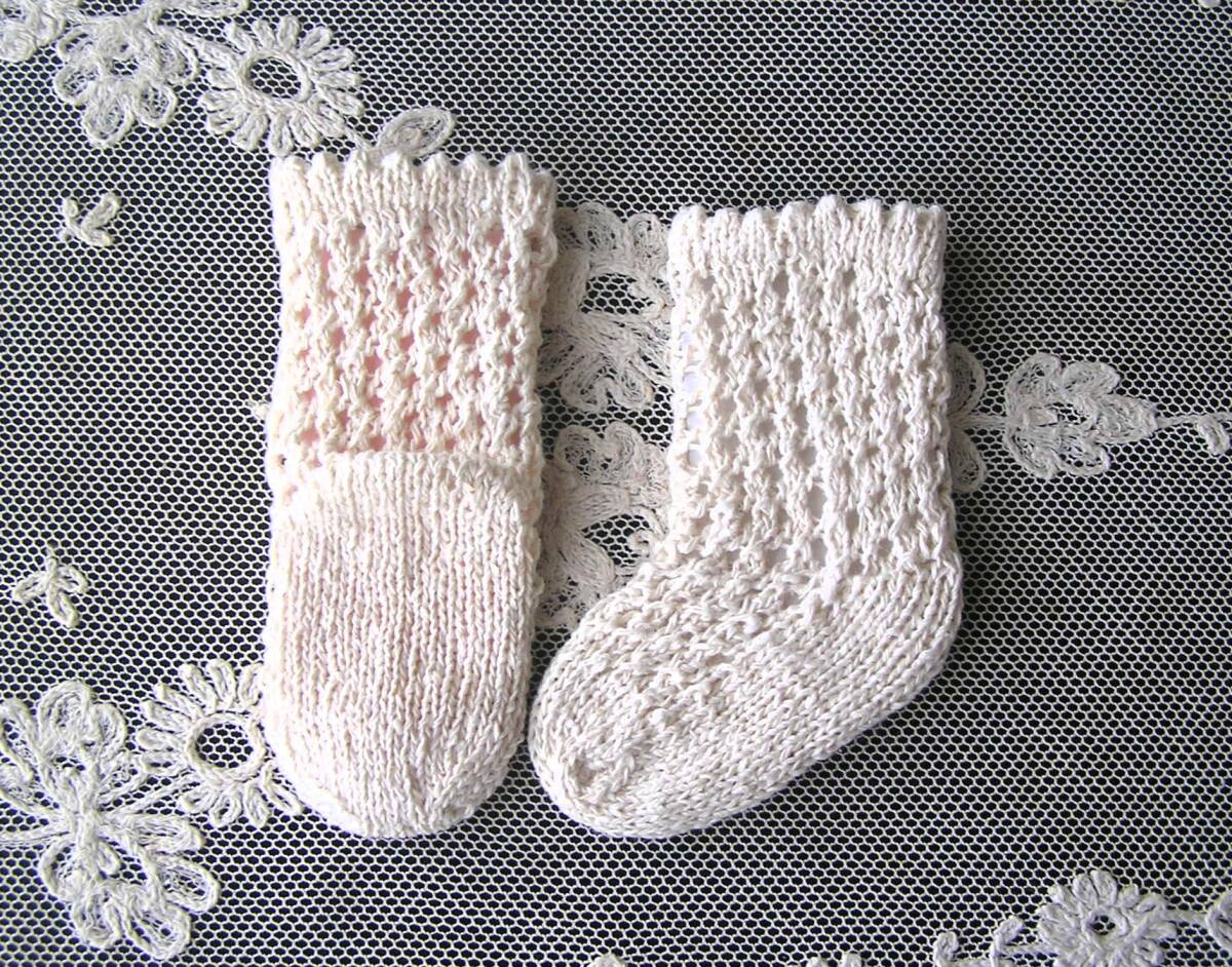 手編みシルクソックス*アイボリー 5.5cm+_画像3
