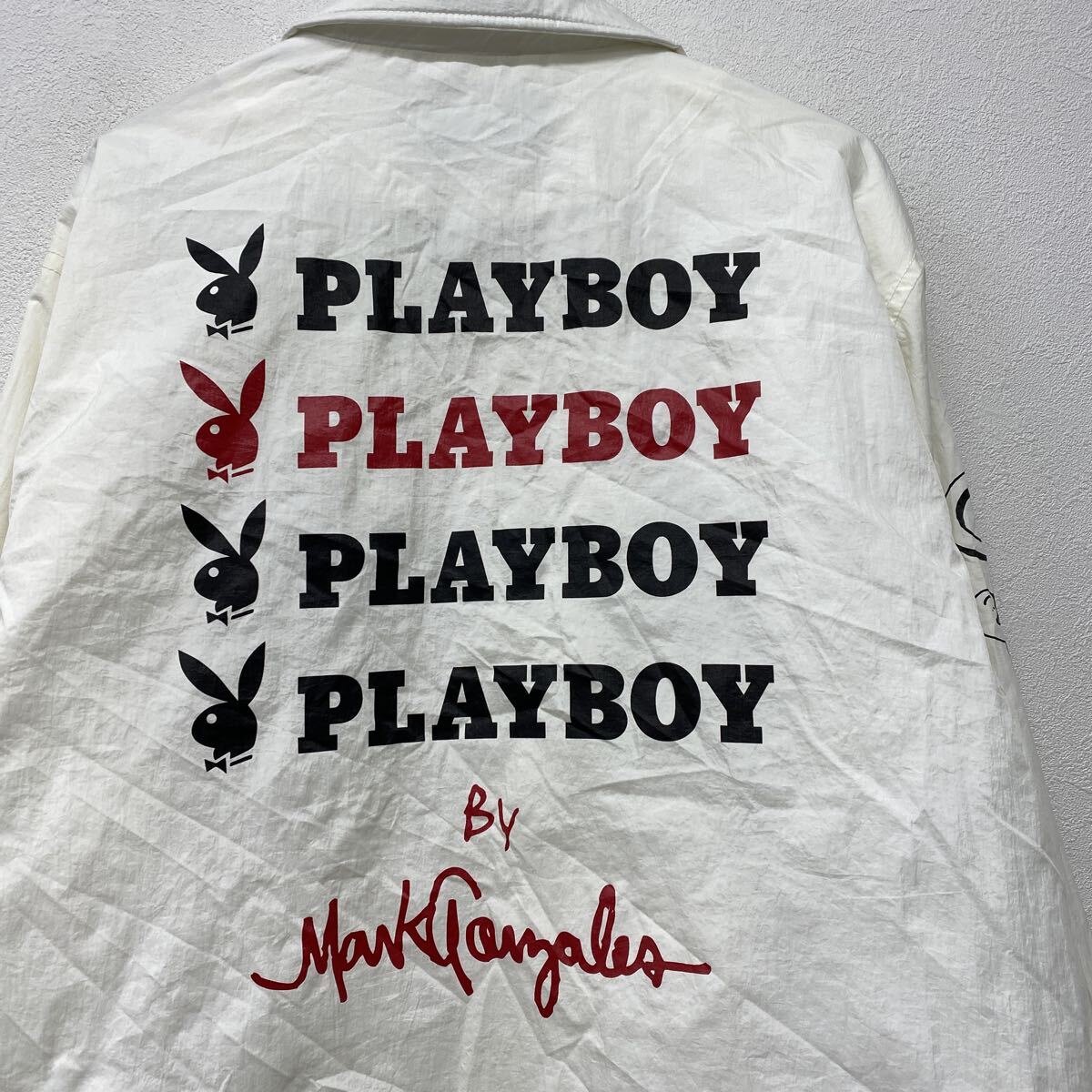 PLAYBOY プレイボーイ ナイロンジャケット コーチジャケット 古着 アウター ホワイト 白 M た12_画像8