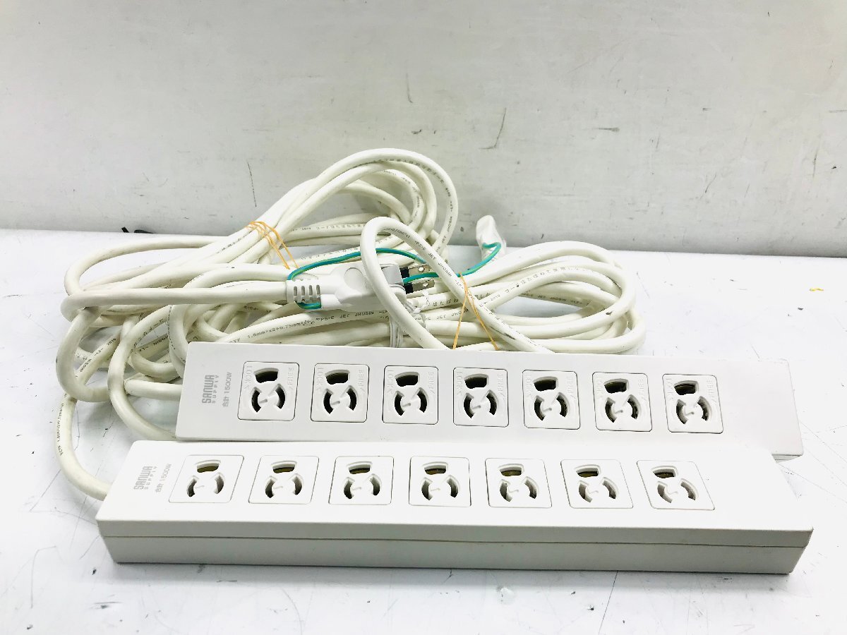 【中古】SANWA/サンワサプライ 電源タップ（3P・7個口・5m） TAP-F37-5SR★2個セット_画像1