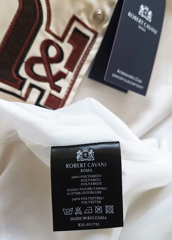 限定品※定価8万◆イタリア・ローマ発*ROBERT CAVANI/ロベルトカバーニ・m&m's*豪華刺繍・ワッペン・スタジアムジャンパー/XLサイズ・白_画像7
