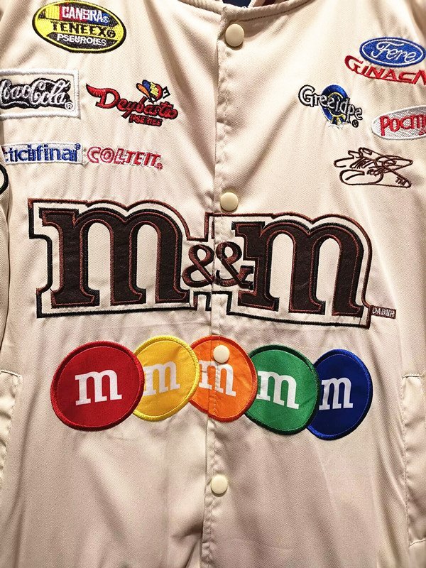 限定品※定価8万◆イタリア・ローマ発*ROBERT CAVANI/ロベルトカバーニ・m&m's*豪華刺繍・ワッペン・スタジアムジャンパー/XLサイズ・白_画像5