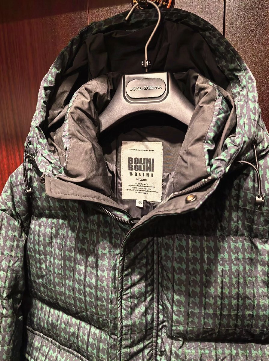 最高峰20万※EU製プレミアムダウン★イタリア・ミラノ発*BOLINI*ブラックライン※designer・千鳥格子・超防寒・ダウンジャケット・50/XL_画像3