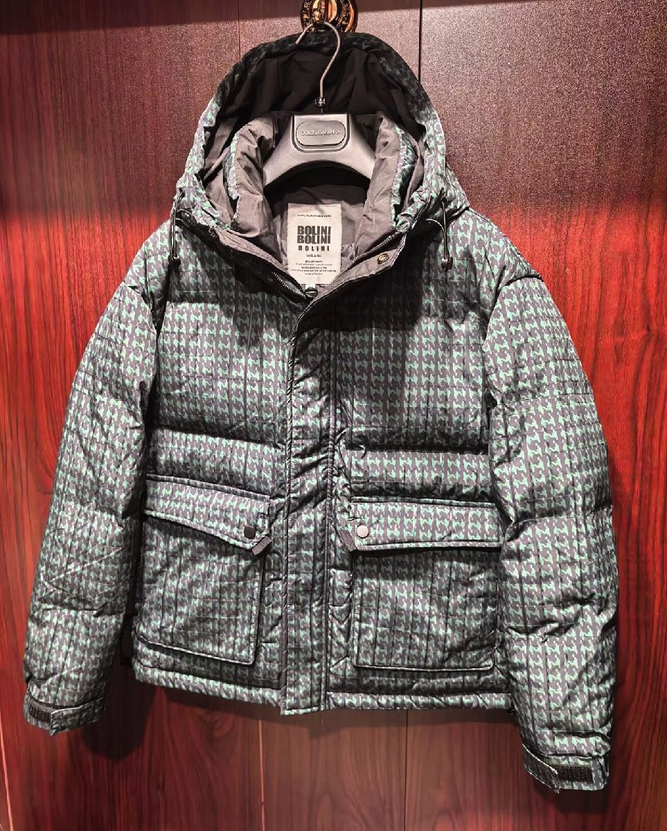 最高峰20万※EU製プレミアムダウン★イタリア・ミラノ発*BOLINI*ブラックライン※designer・超防寒・千鳥格子・ダウンジャケット・46/M_画像2