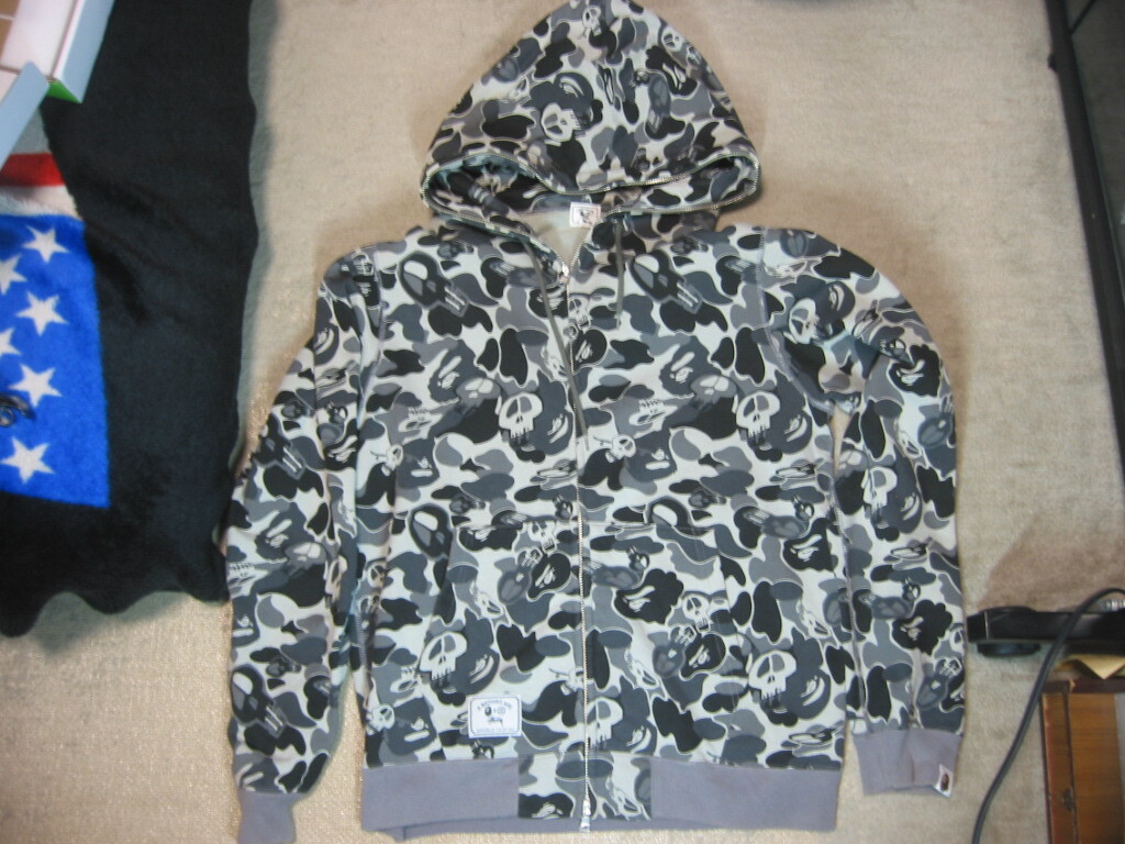 正規品 STUSSY × A BATHING APE 迷彩 パーカー Mサイズ 美品 _画像1