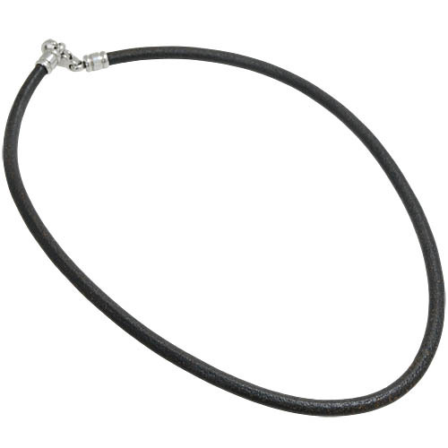  BVLGARY чёрная кожа короткое колье колье серебряный металлические принадлежности длина . примерно 50cm степени (16917)