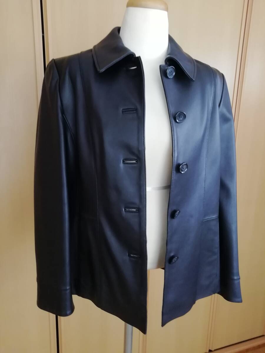 ★美品:羊革レザージャケット/コート/ジャンパー/上着/黒/11AR★_画像1