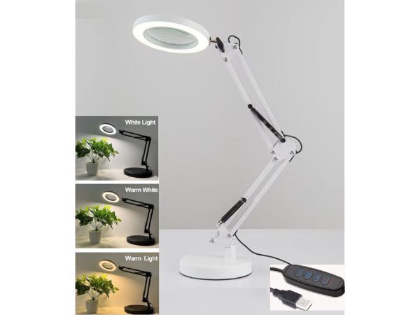 LEDライト 付き 拡大鏡 ルーペ スタンドルーペ 卓上 10倍 USB 電源 台座_画像1