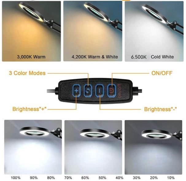 LEDライト 付き 拡大鏡 ルーペ スタンドルーペ 卓上 10倍 USB 電源 台座_画像3