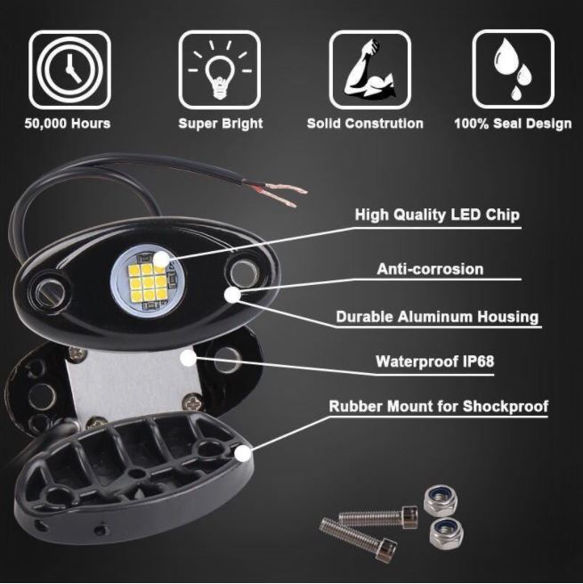 [送料無料] 最新 ホワイト４個セット LEDロックライト スポット アンダー ライト　_画像2