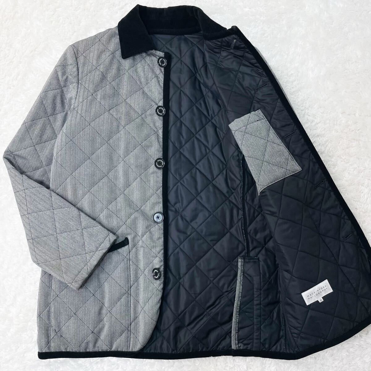 マッキントッシュフィロソフィー 中綿 極暖 キルティングコート ダウンジャケット ブルゾン ウール100% 38 M グレー MACKINTOSH PHILOSOPHY_画像1