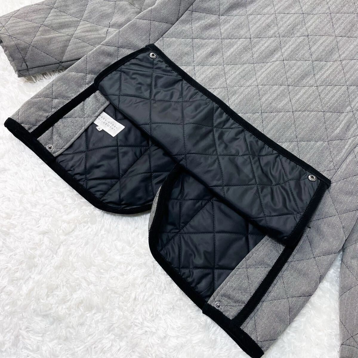 マッキントッシュフィロソフィー 中綿 極暖 キルティングコート ダウンジャケット ブルゾン ウール100% 38 M グレー MACKINTOSH PHILOSOPHY_画像8