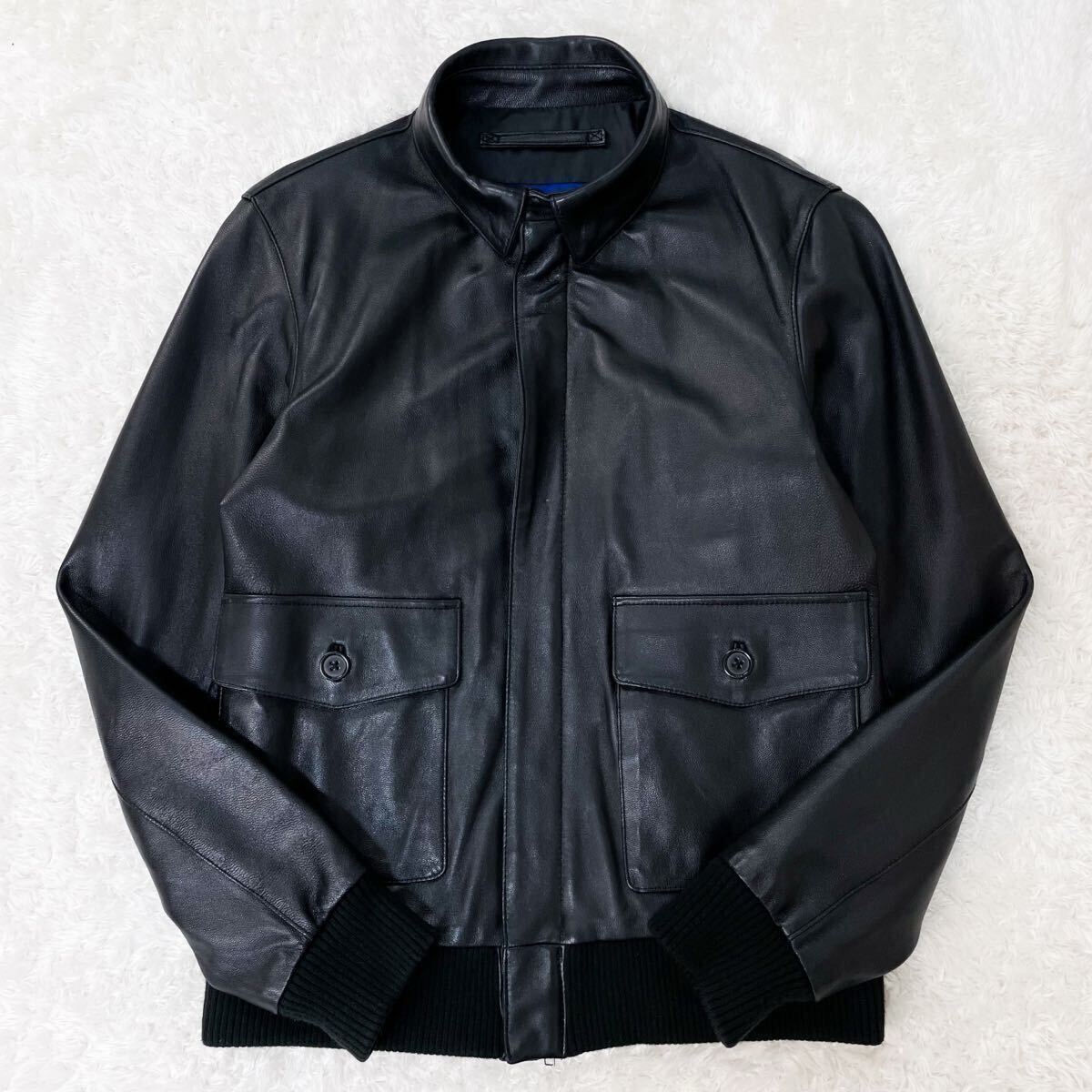 極美品/希少L/ラムレザー!! アーバンリサーチ レザージャケット ブルゾン ライダース シングル 羊革 本革 40 ブラック 黒 URBAN RESEARCH _画像2