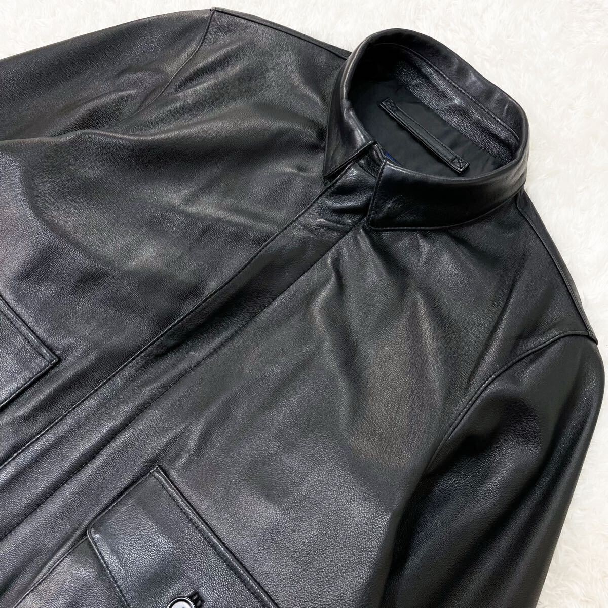 極美品/希少L/ラムレザー!! アーバンリサーチ レザージャケット ブルゾン ライダース シングル 羊革 本革 40 ブラック 黒 URBAN RESEARCH _画像3