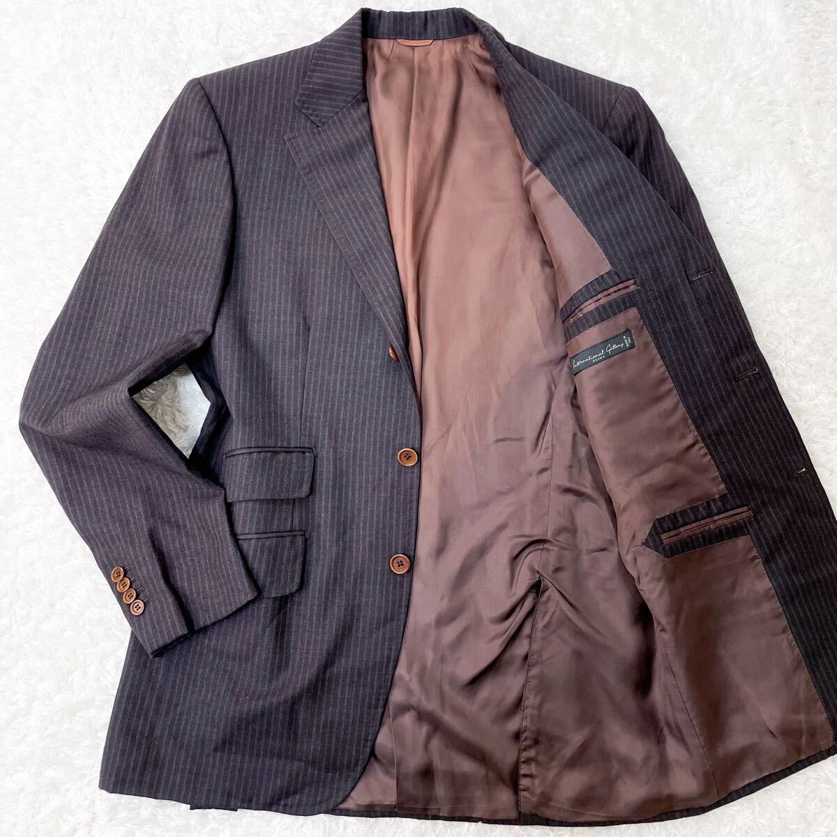 美品/カシミヤ混 イザイア ビームス テーラードジャケット ウール グレー ブラウン M〜L相当 46 ISAIA International Gallery BEAMS 春秋冬_画像1