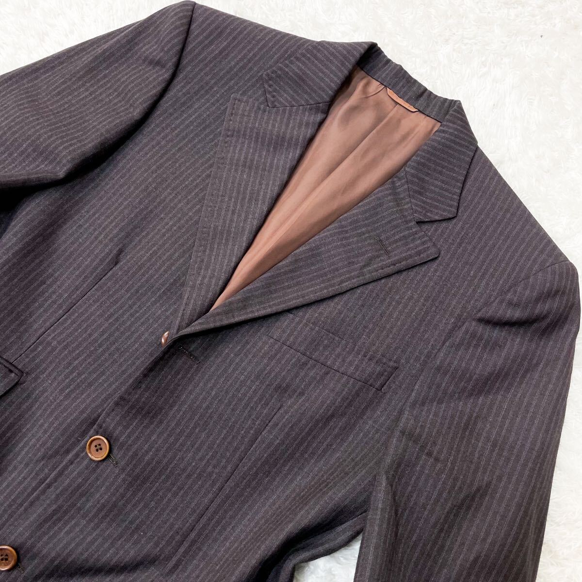 美品/カシミヤ混 イザイア ビームス テーラードジャケット ウール グレー ブラウン M〜L相当 46 ISAIA International Gallery BEAMS 春秋冬_画像3