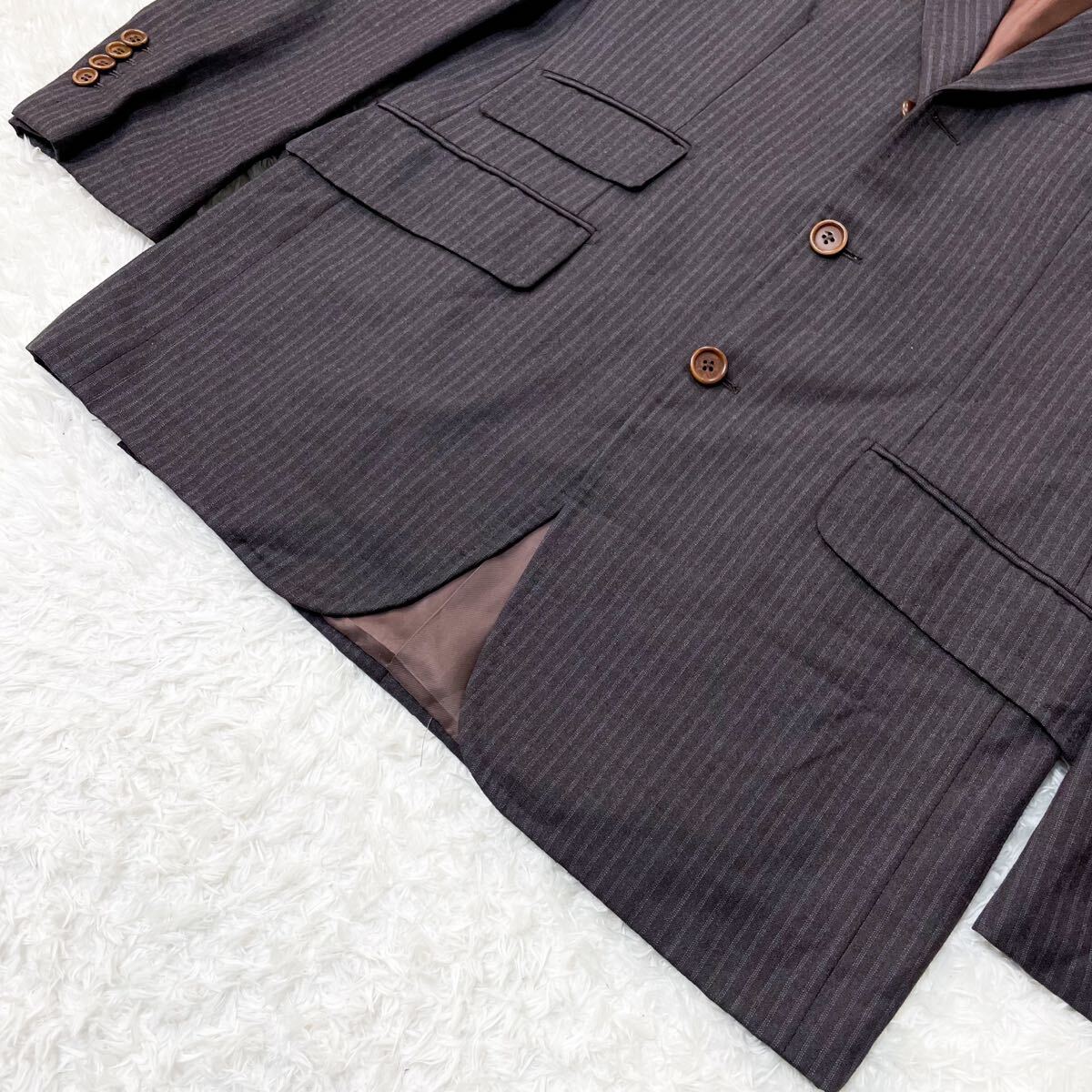 美品/カシミヤ混 イザイア ビームス テーラードジャケット ウール グレー ブラウン M〜L相当 46 ISAIA International Gallery BEAMS 春秋冬_画像4