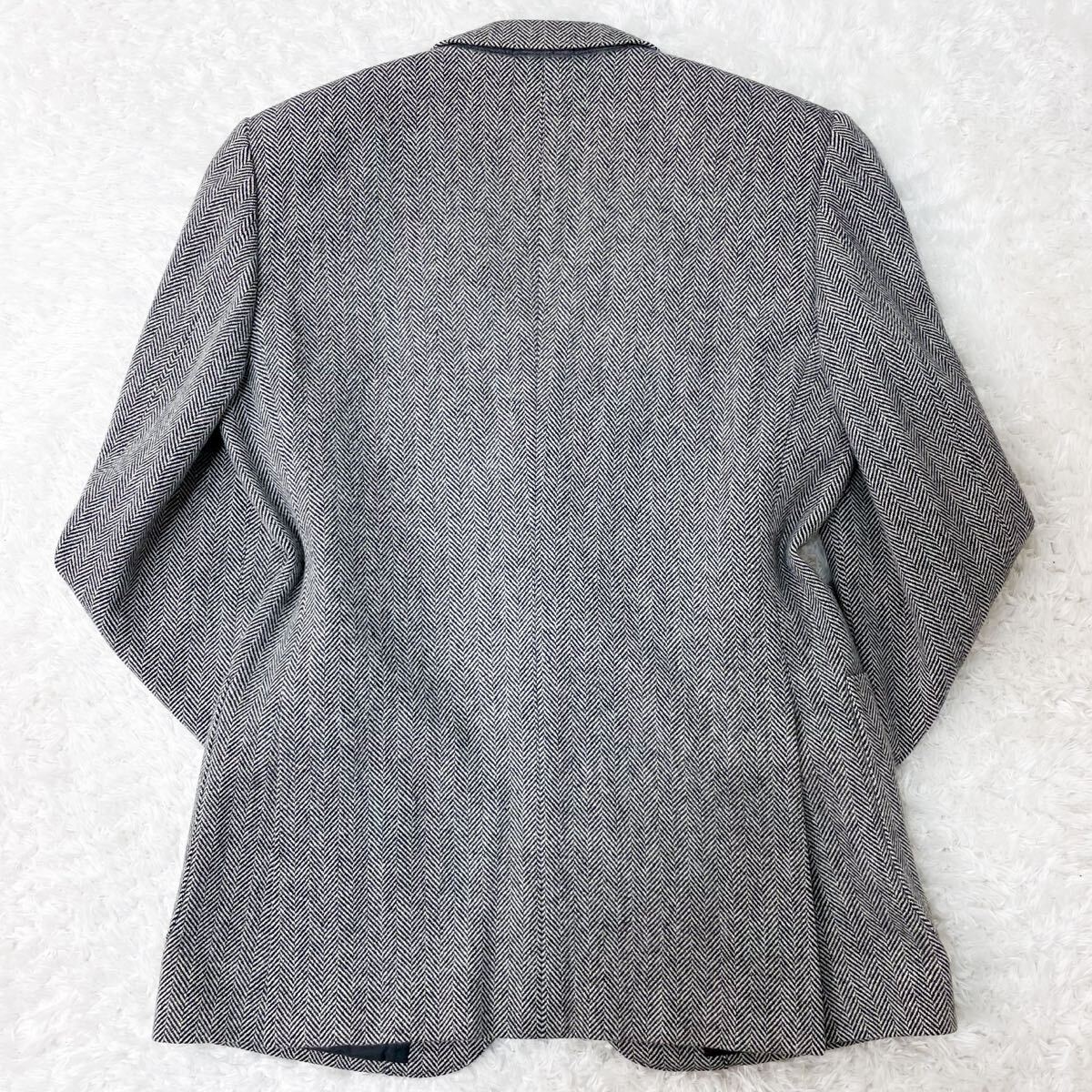 未使用品/ヘリンボーン柄 ランバン テーラードジャケット ブレザー ウール M相当 44 グレー アウター 春秋冬 メンズ LANVIN PARIS_画像6