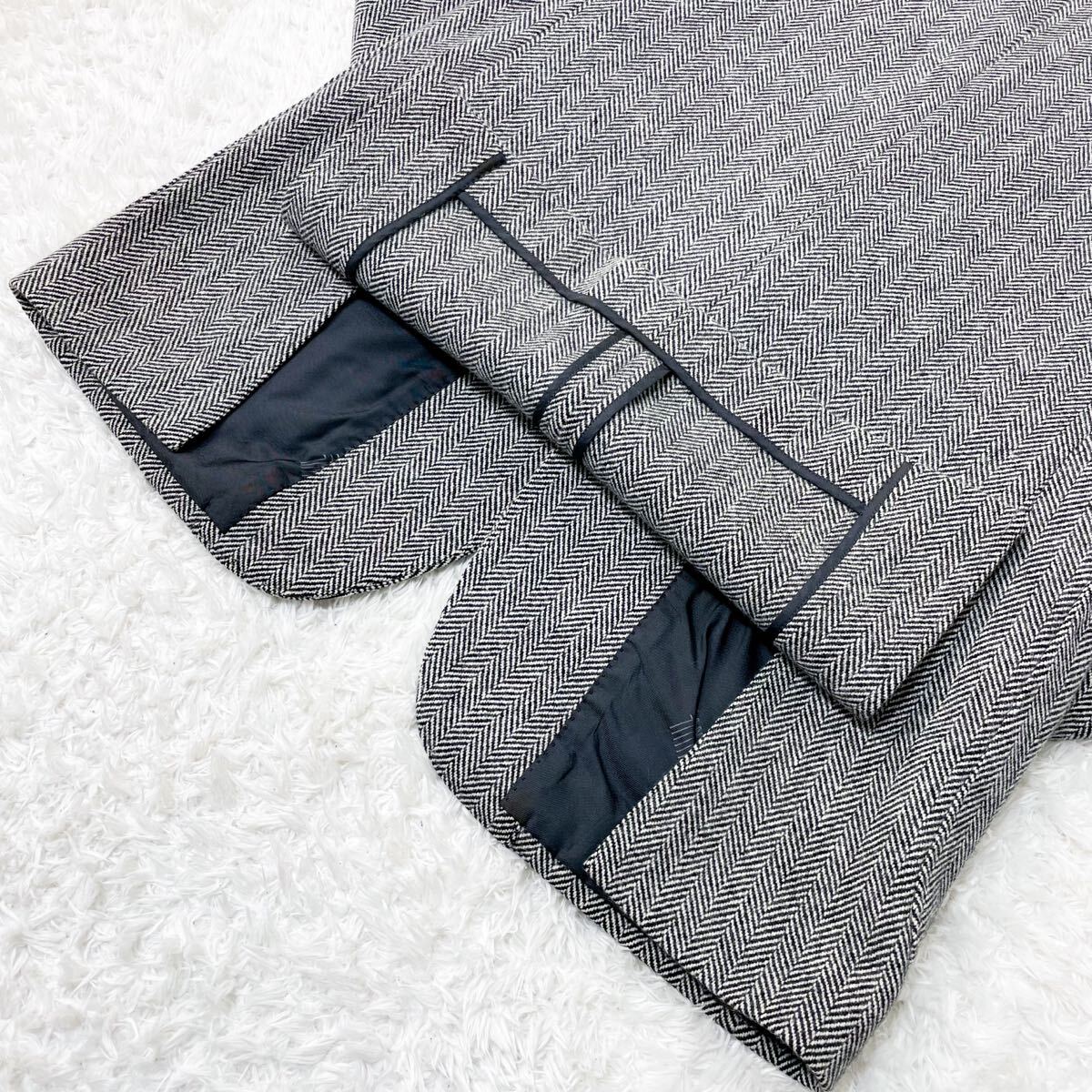 未使用品/ヘリンボーン柄 ランバン テーラードジャケット ブレザー ウール M相当 44 グレー アウター 春秋冬 メンズ LANVIN PARIS_画像8