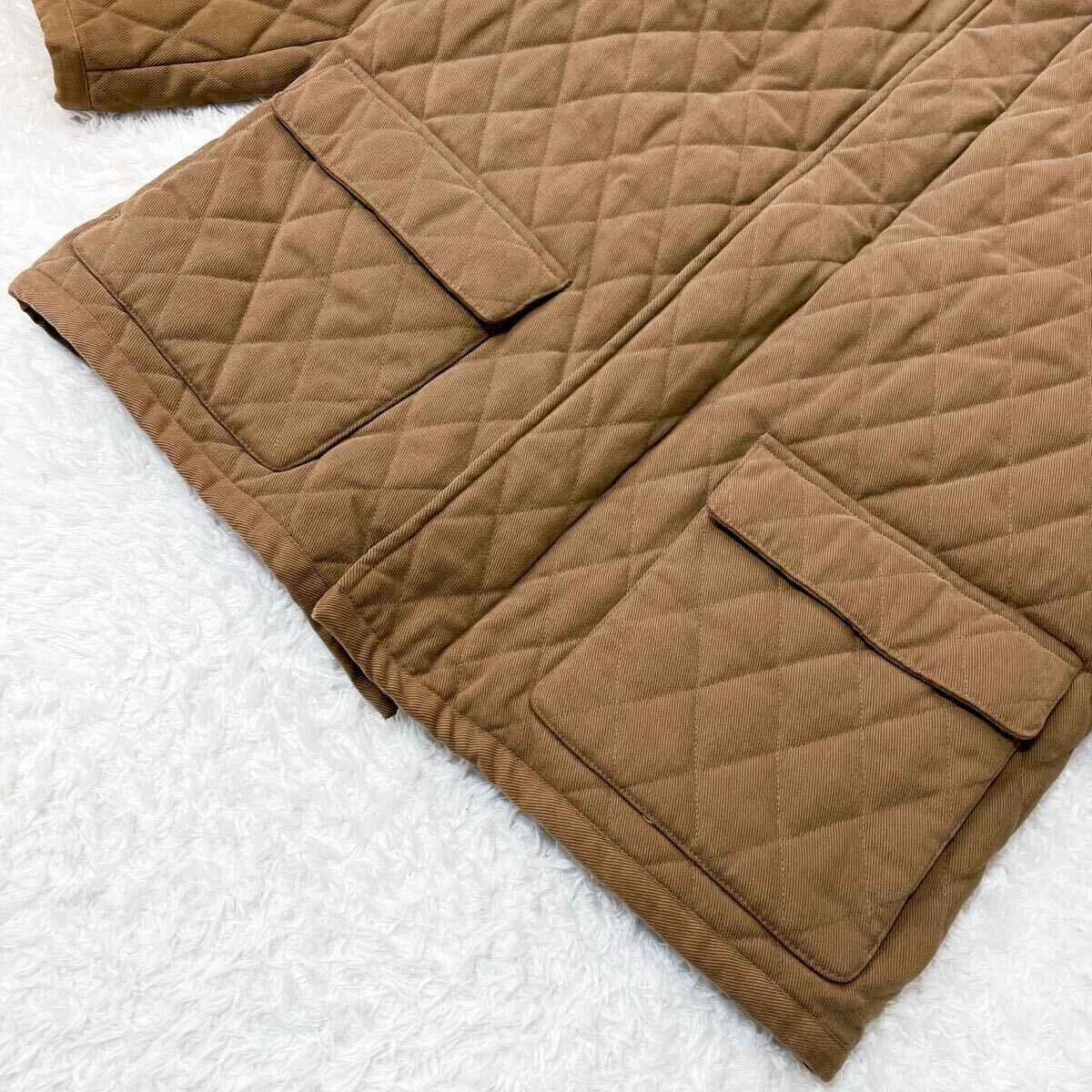 美品/希少L ブルックスブラザーズ 中綿 チェック裏地 キルティングコート ダウンジャケット ブルゾン コットン ベージュ Brooks Brothers _画像4