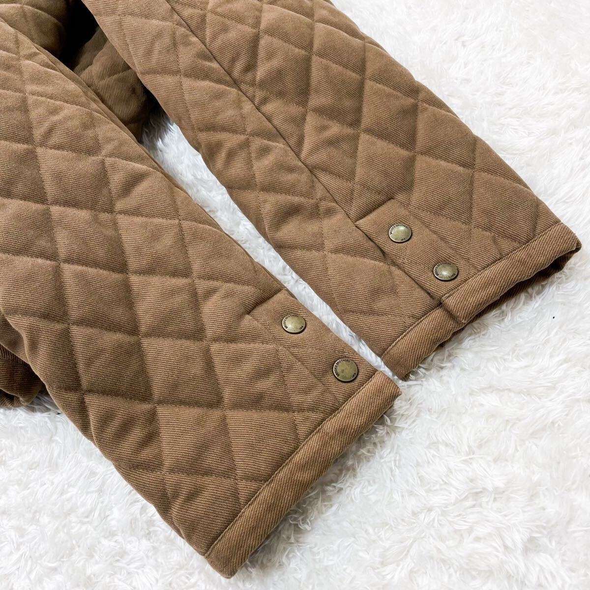 美品/希少L ブルックスブラザーズ 中綿 チェック裏地 キルティングコート ダウンジャケット ブルゾン コットン ベージュ Brooks Brothers _画像9