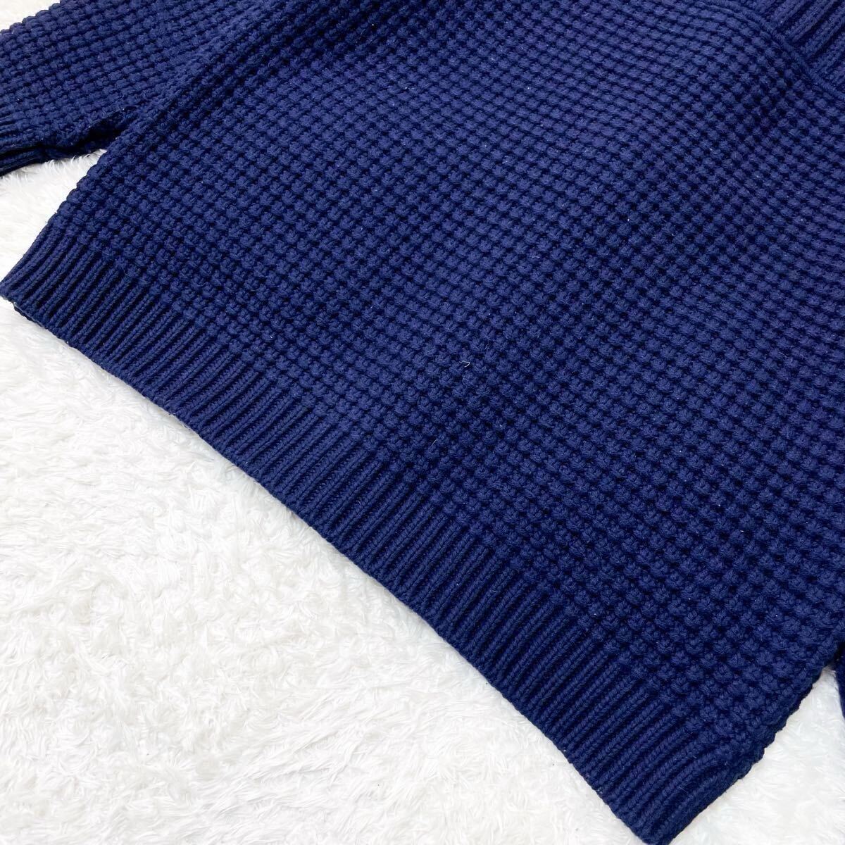 美品/希少XL バーク ニット 編み込み リブ編み ダッフルコート ロングコート 2way トグルボタン ウール ネイビー 濃紺 極暖 アウター BARK_画像8