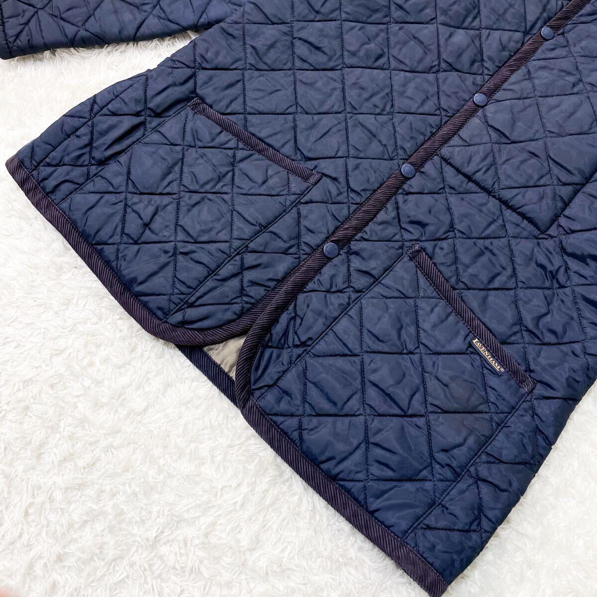 美品 ラベンハム キルティングコート ダウンジャケット 中綿 ブルゾン M相当 36 2way ネイビー 濃紺 デンハム DENHAM LAVENHAM 春秋冬_画像4
