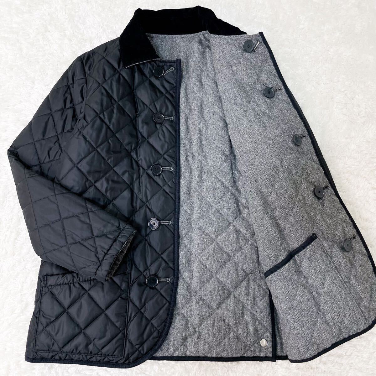 極美品 マッキントッシュフィロソフィー キルティングコート ダウンジャケット ブルゾン ウール 中綿 M〜L位 38 黒 MACKINTOSH PHILOSOPHY_画像1