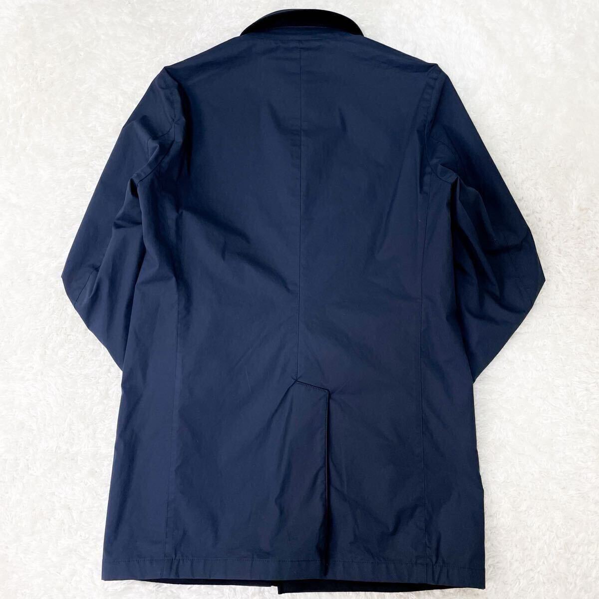 美品/希少XL バーニーズニューヨーク ロロピアーナ リバーシブル ステンカラーコート ロング 50 ラムウール100% ネイビー BARNEYS NEWYORK _画像9