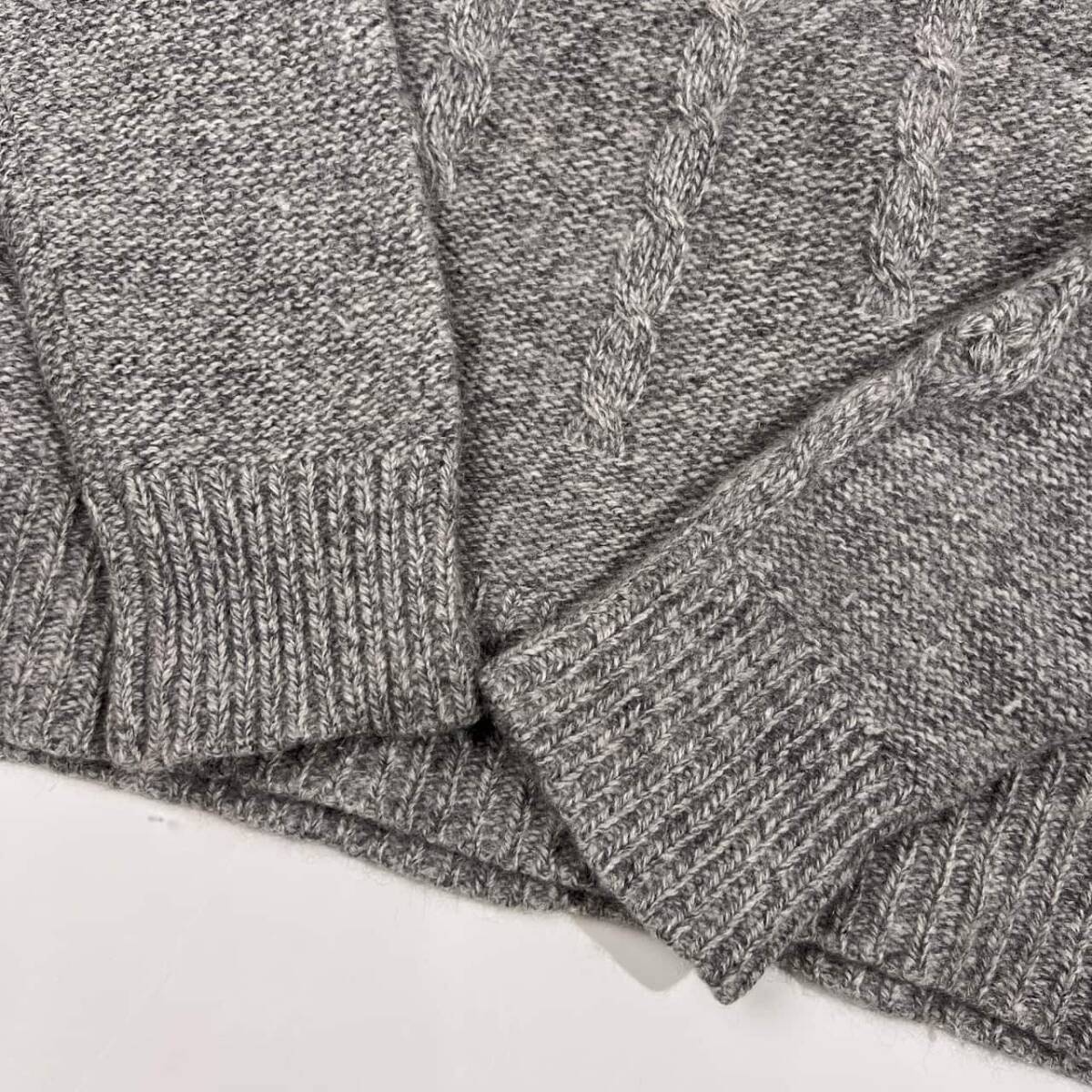 カシミヤ100% Leilian レリアン ケーブル編み デザイン ニット セーター 9/グレー レディース_画像4