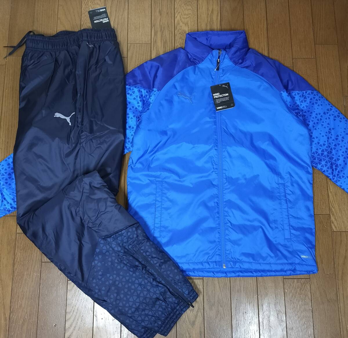 定価24,200円 未使用 プーマ 厚手 中綿 ウォーマー上下 ウィンドブレーカー 658814 青紺 メンズL_画像5