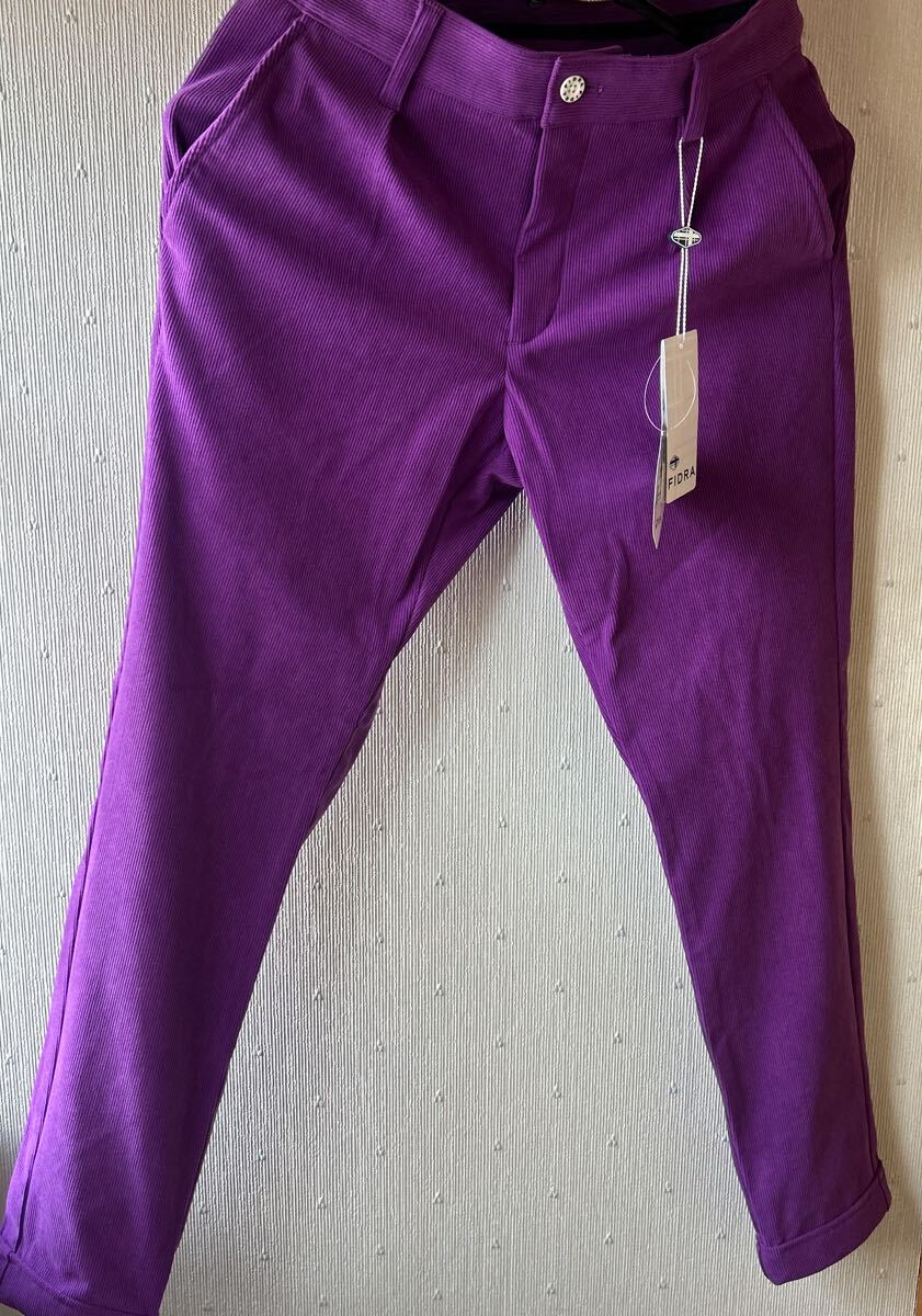 新品激安！フィドラ　レディース冬用　コーデュロイストレッチゴルフパンツ(テーパード)パープルMサイズW61〜67㎝定価15950円送料600円_画像1