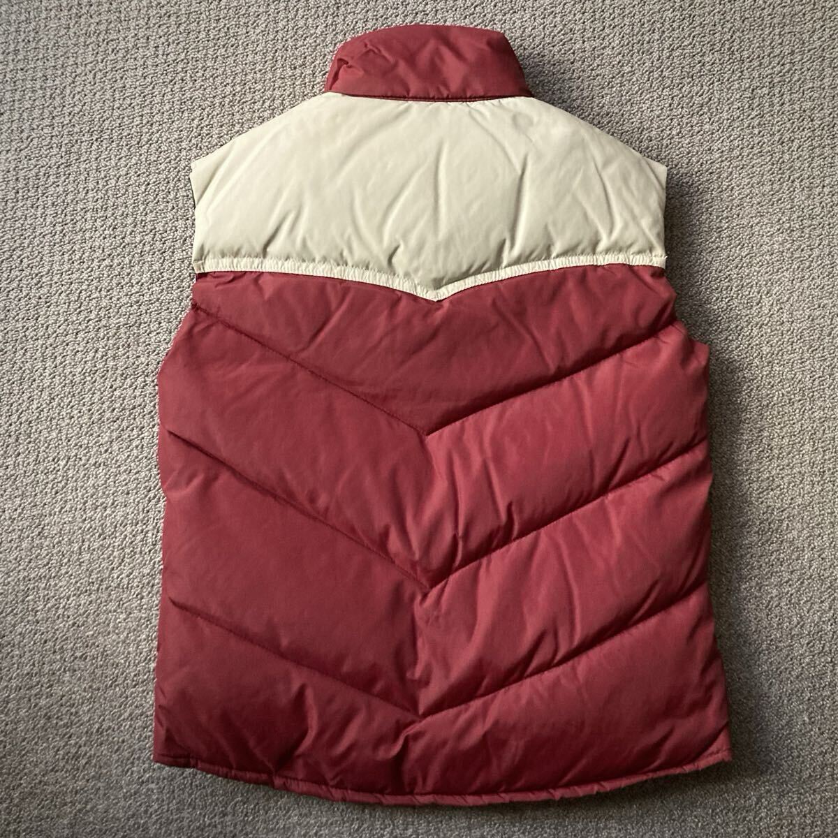 【USA製 Vintage】William Barry ダウンベスト S ツートン ボルドー 白 / ウィリアムバリー アメリカ製 古着 ビンテージ 赤 エンジ_画像3