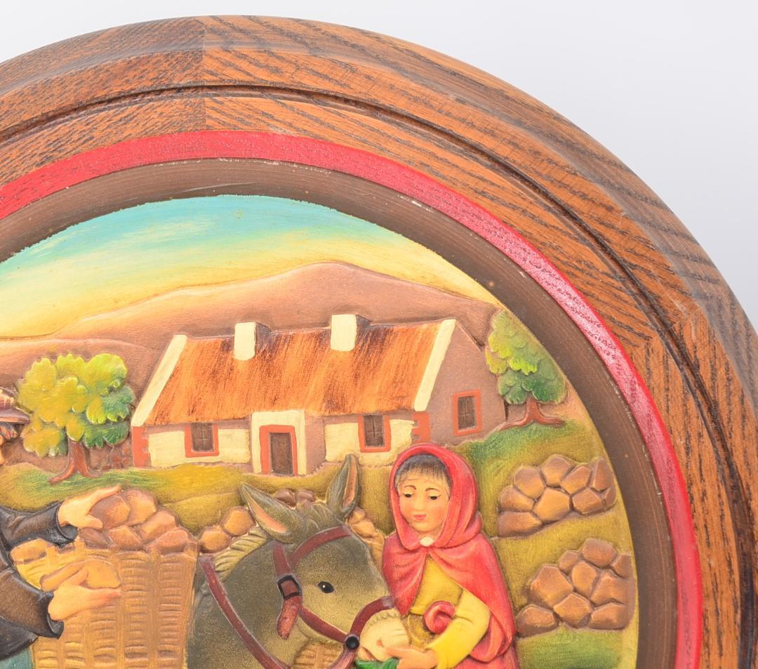 アイルランドのクリスマス 1975年 Xmasプレート アンリ 木彫り 壁掛け_画像2