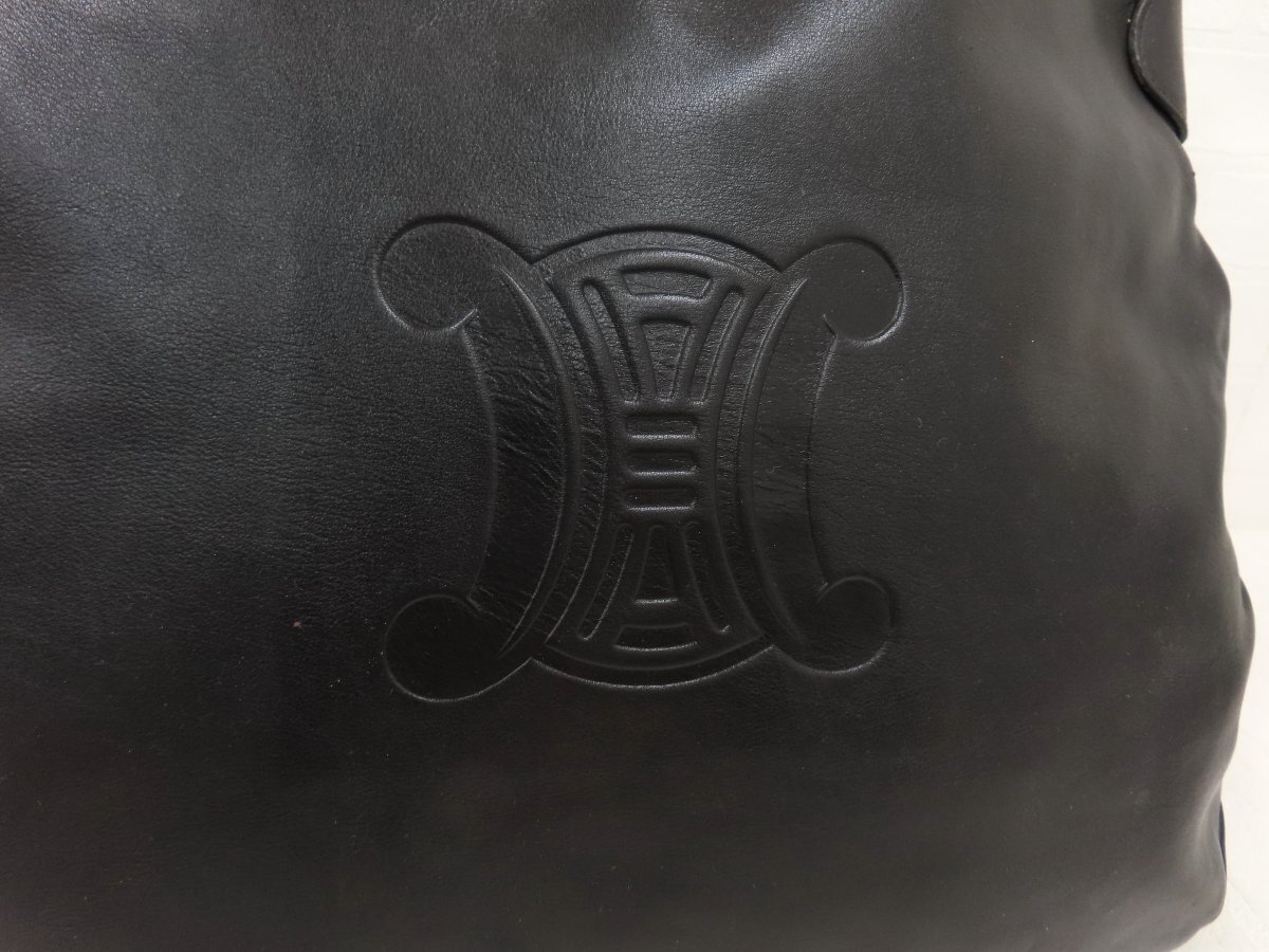◆美品◆CELINE セリーヌ◆トリオンフ◆カーフ レザー 本革◆ショルダー バッグ◆ブラック ブラウン ゴールド金具◆ロゴ型押し◆A14404_画像8