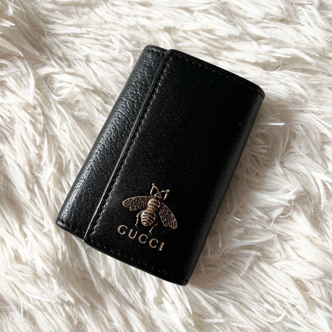 GUCCI чехол для ключей ani Мали e Be брелок для ключа черный пчела Gold