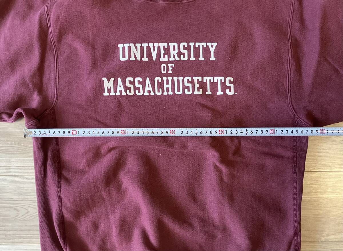 古着 90s USA製 Champion Reverse Weave バーガンディ チャンピオン リバースウィーブ 刺繍タグ MASSACHUSETTS_画像6