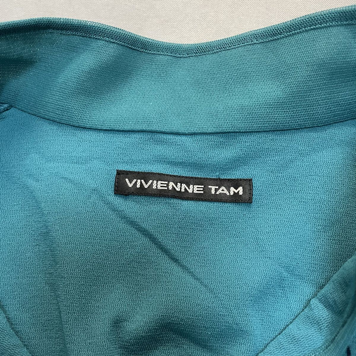 E ○ 洗練されたデザイン '日本製' VIVIENNE TAM ヴィヴィアンタム 半袖 花柄刺繍 ストレッチ ロングワンピース 0 レディース 婦人服_画像4