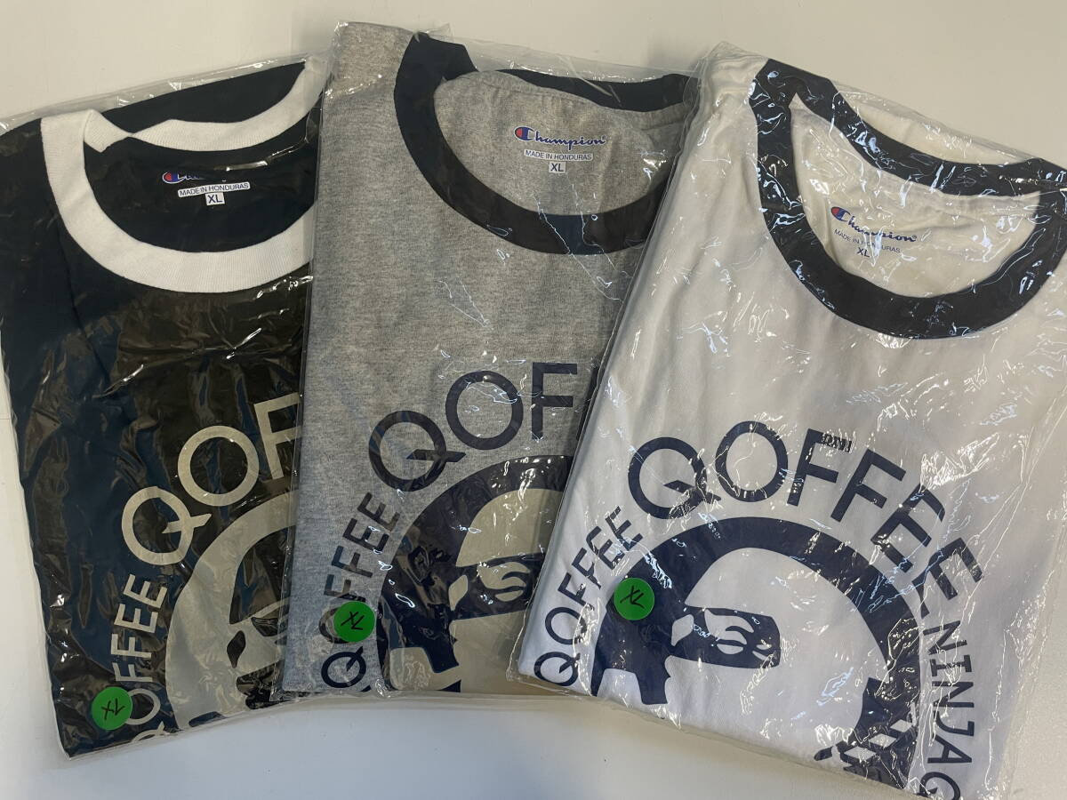 11-B79/5-100 【新品未使用未開封】QOFFEE×YABANINJA コラボTシャツ RIEHATA Champion ユニセックス XLサイズ 3色(WH/GY/BK)29枚セット_画像1