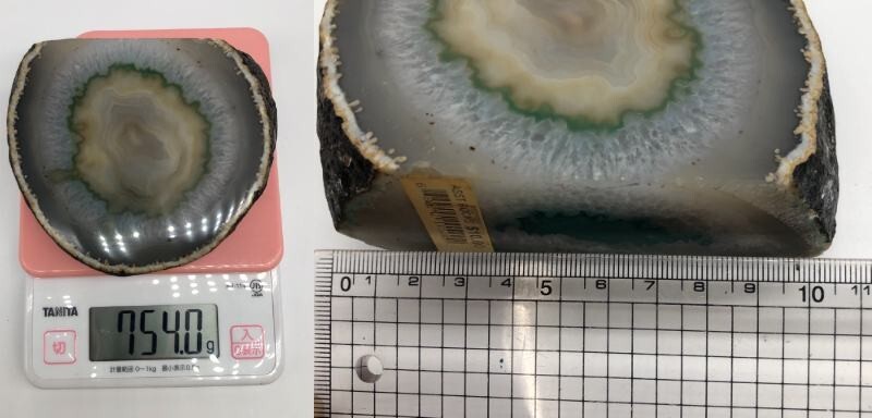 1104-200MKYD3985 置物 メノウ 鉱物 鉱石 インテリア ストーン 薬師窯 自然 コレクション サイズ 重さ写真掲載_画像2