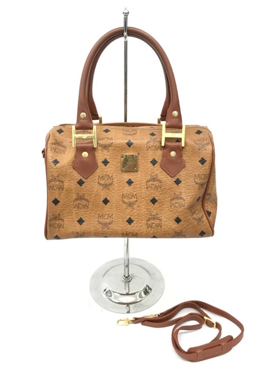 1104-109TYG3808 ハンドバッグ MCM 4703R ブラウン ショルダー 横約28.3×高さ約16×マチ約18.2cm_画像1