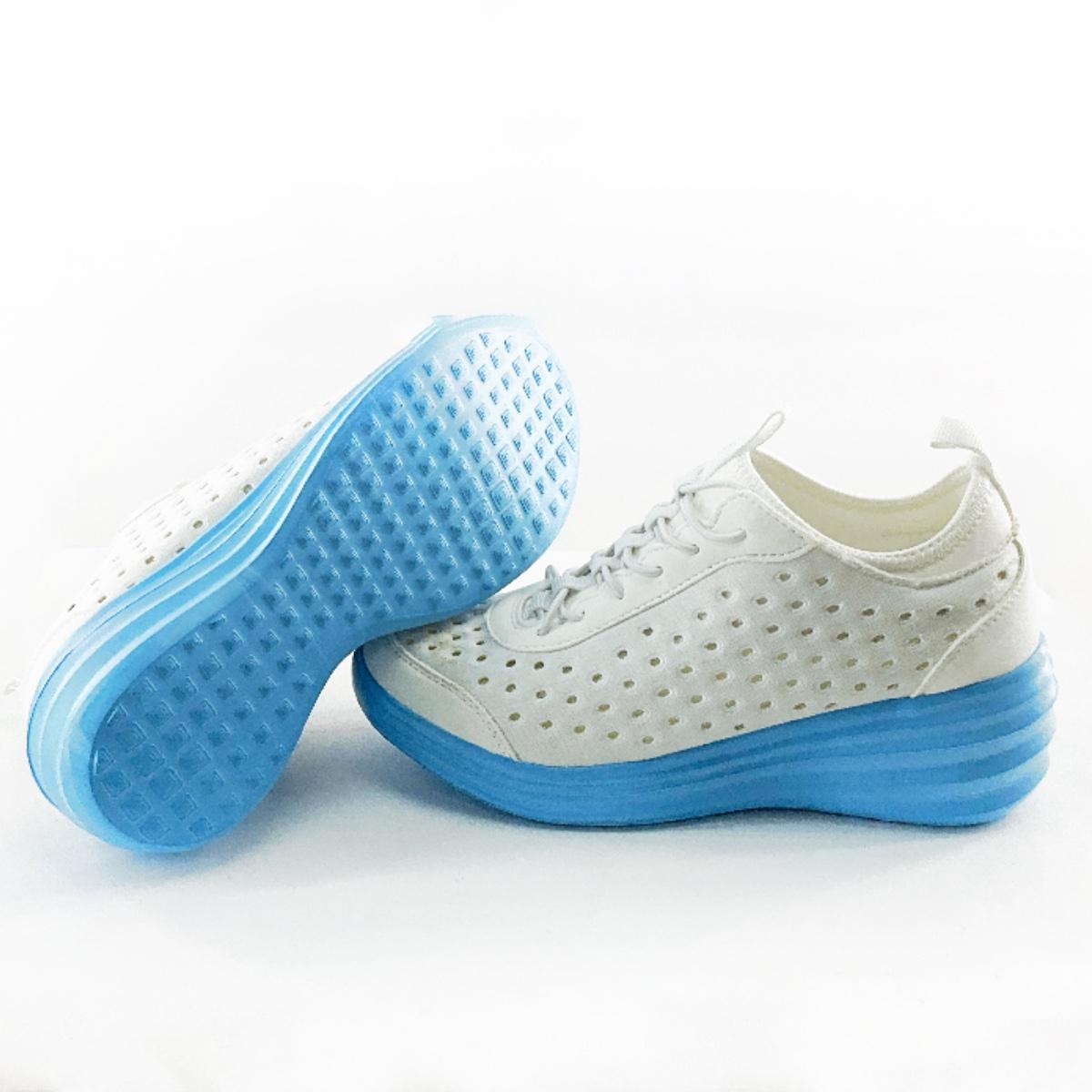 ヒールアップやわらかシューズ 看護師 介護士 23.0cm ホワイトxサックス_画像3
