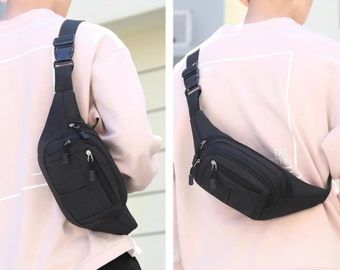 ウエストバッグ ポーチ ヒップ ショルダーバッグ ボディバッグ 黒 男女兼用 肩掛け 斜め掛け ブラック 大容量 軽量 バック 釣り バック_画像3