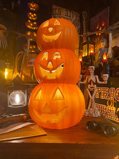 パンプキンランタン (トリプルフェイス) ハロウィン ジャック・オ・ランタン 3連ランタン ■ パーティー 飾り アメリカ雑貨_画像1