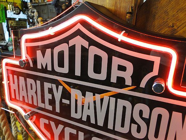 【即納】【在庫あり】 ハーレーダビッドソン バー＆シールド　ネオンクロック ■ アメリカン雑貨 アメリカ雑貨　時計_画像3