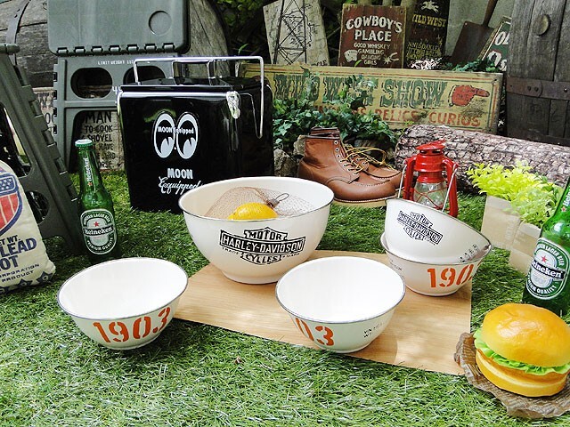 ハーレーダビッドソン 1903エナメルボウル 5Pセット アメリカ雑貨 アメリカン雑貨_画像1