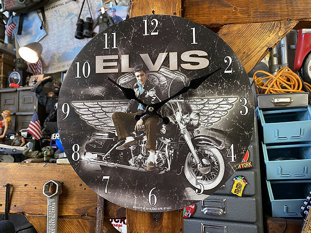 エルヴィス・プレスリー＆ハーレーダビッドソン　ウォールクロック ■ アメリカン雑貨 アメリカ雑貨 壁掛け時計_画像1