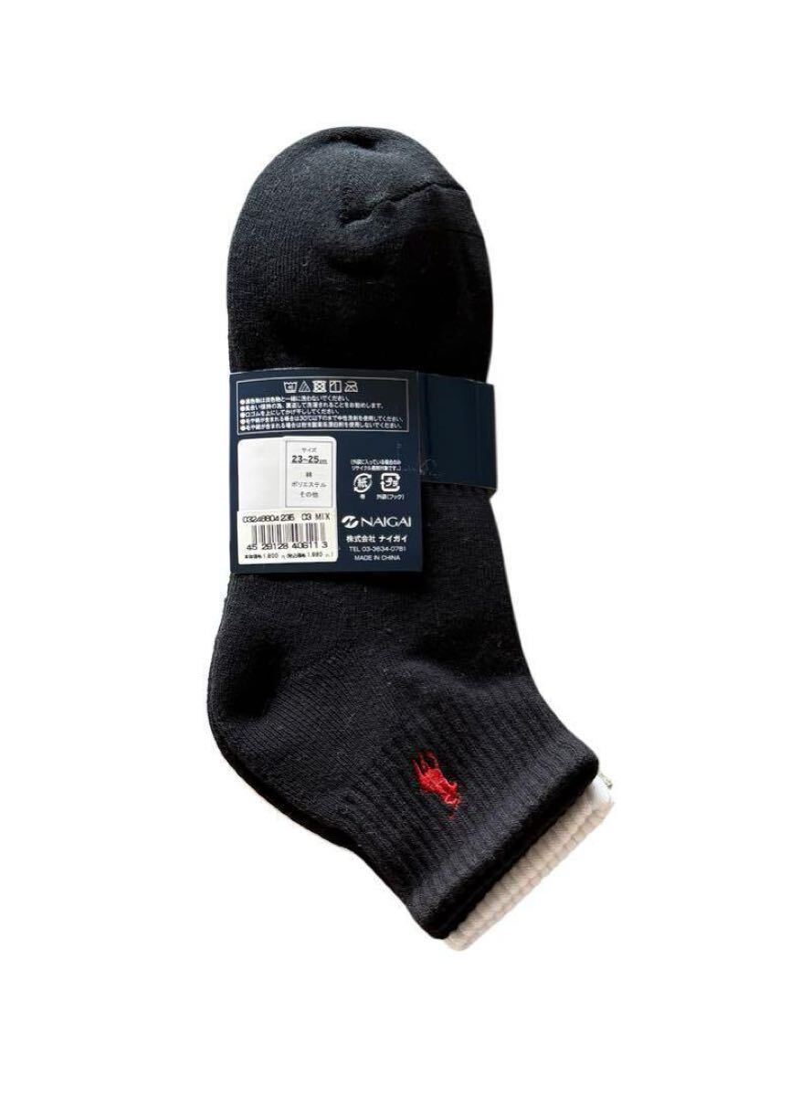 【新品未使用品】POLO RALPH LAUREN ポロ ラルフローレン 靴下 レディース 白 黒 グレー 3足セット 23〜25cm 送料無料 _画像7