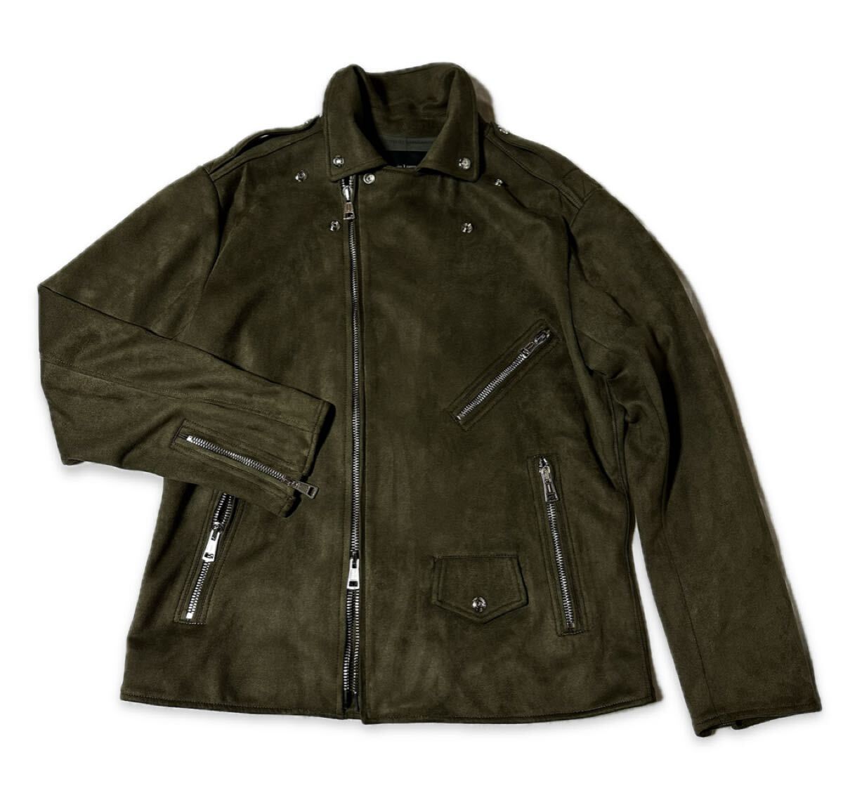 1piu1uguale3 ダブルライダース Ⅴ カーキ AKM wjk EMMETI junhashimoto エコレザー_画像4